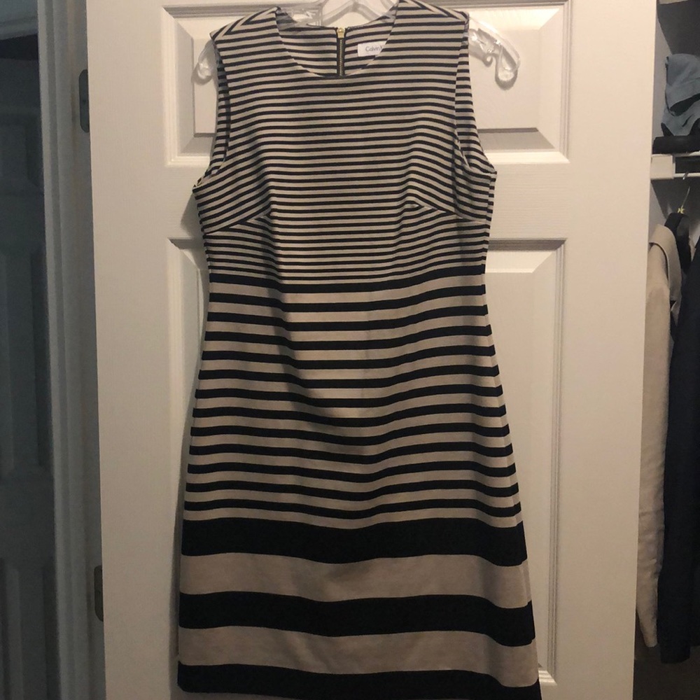 Tan and black Calvin Klein business dress